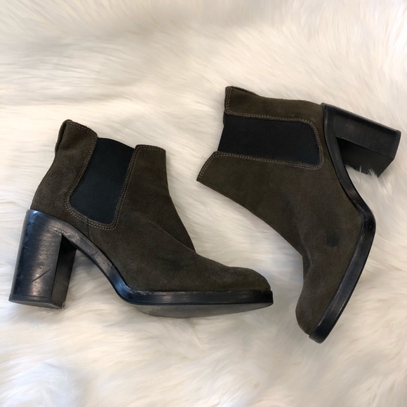 TOPSHOP Missile Olive Green Suede Chelsea Boots - Picture 10 of 15
